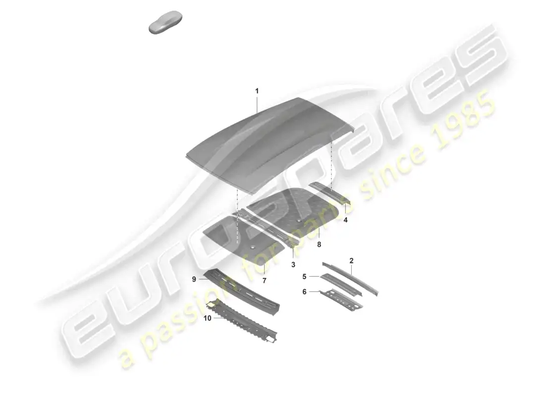 porsche 2023 (taycan 9j1-1) outer roof panel damping parts diagram