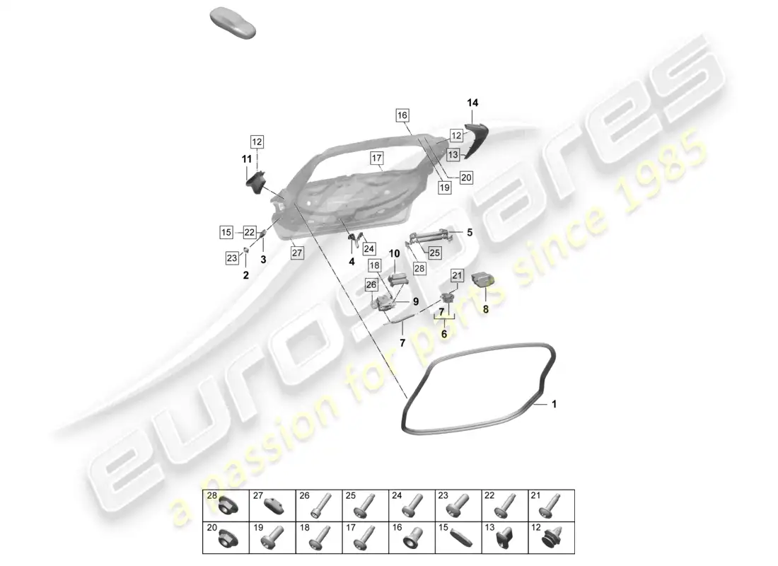 porsche 2026 (taycan 9j1-2) rear lid cuv accessories part diagram