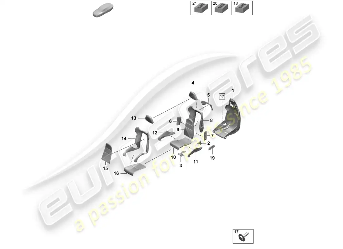 porsche 2025 (taycan 9j1-2) bucket seat seat frame seat covers foam part part diagram