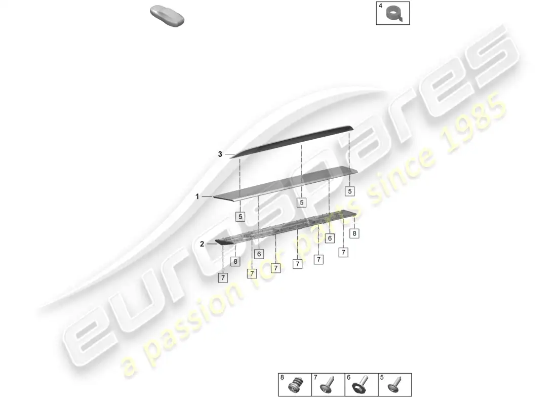 porsche 2025 (taycan 9j1-2) rear spoiler part diagram