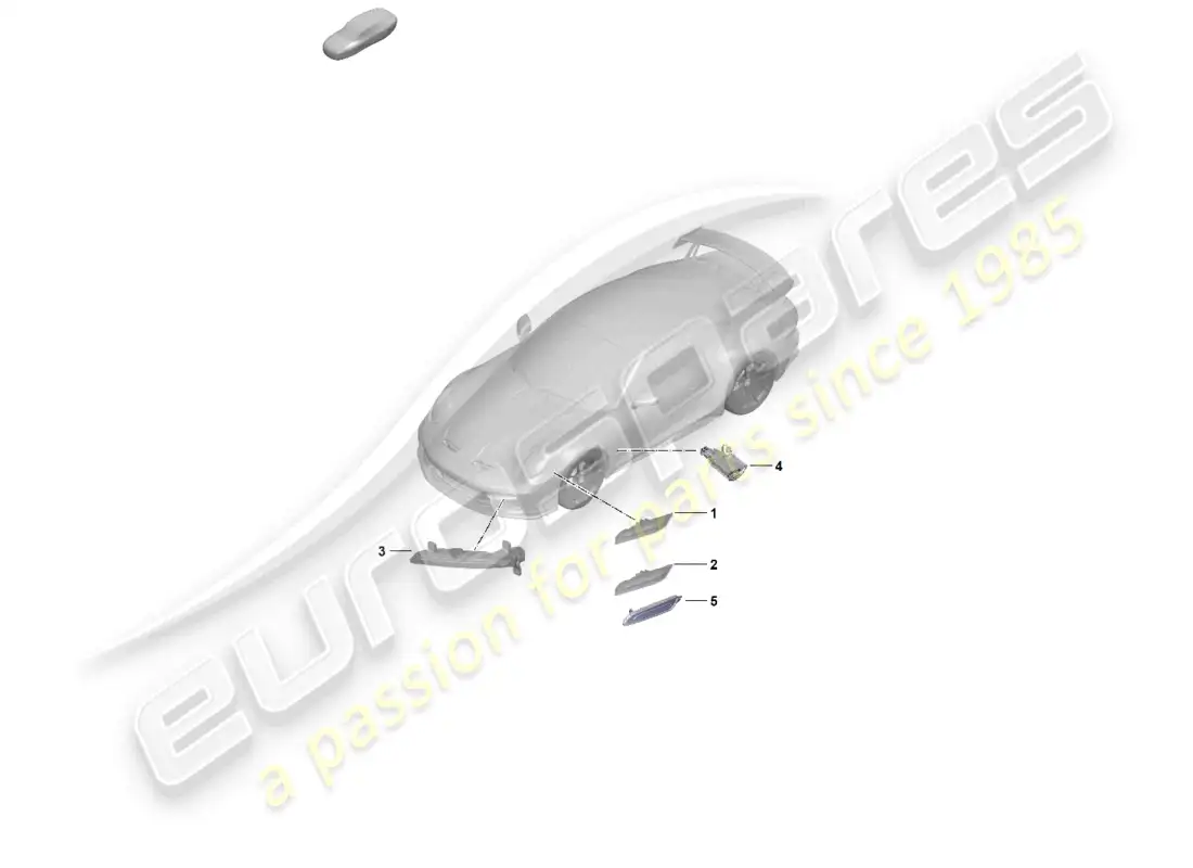 porsche 2024 (992-2 gt3/rs/st) turn signal repeater side marker light led auxiliary light parts diagram