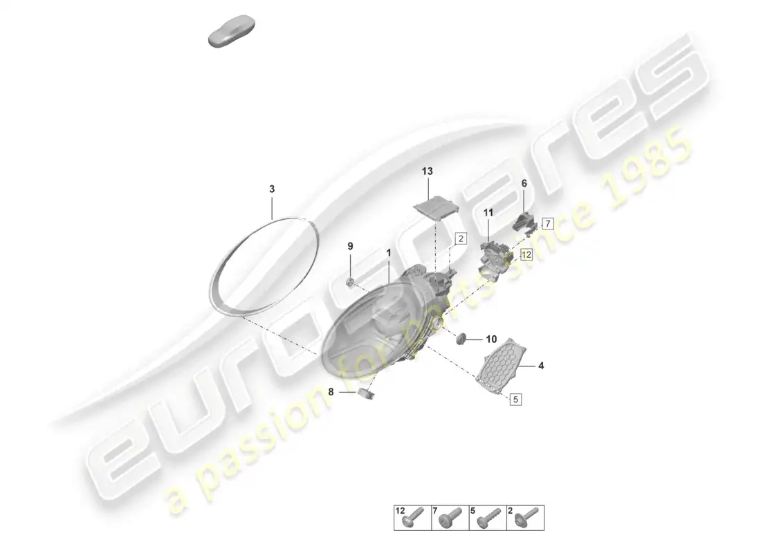 porsche 2024 (992-2 gt3/rs/st) led headlight parts diagram