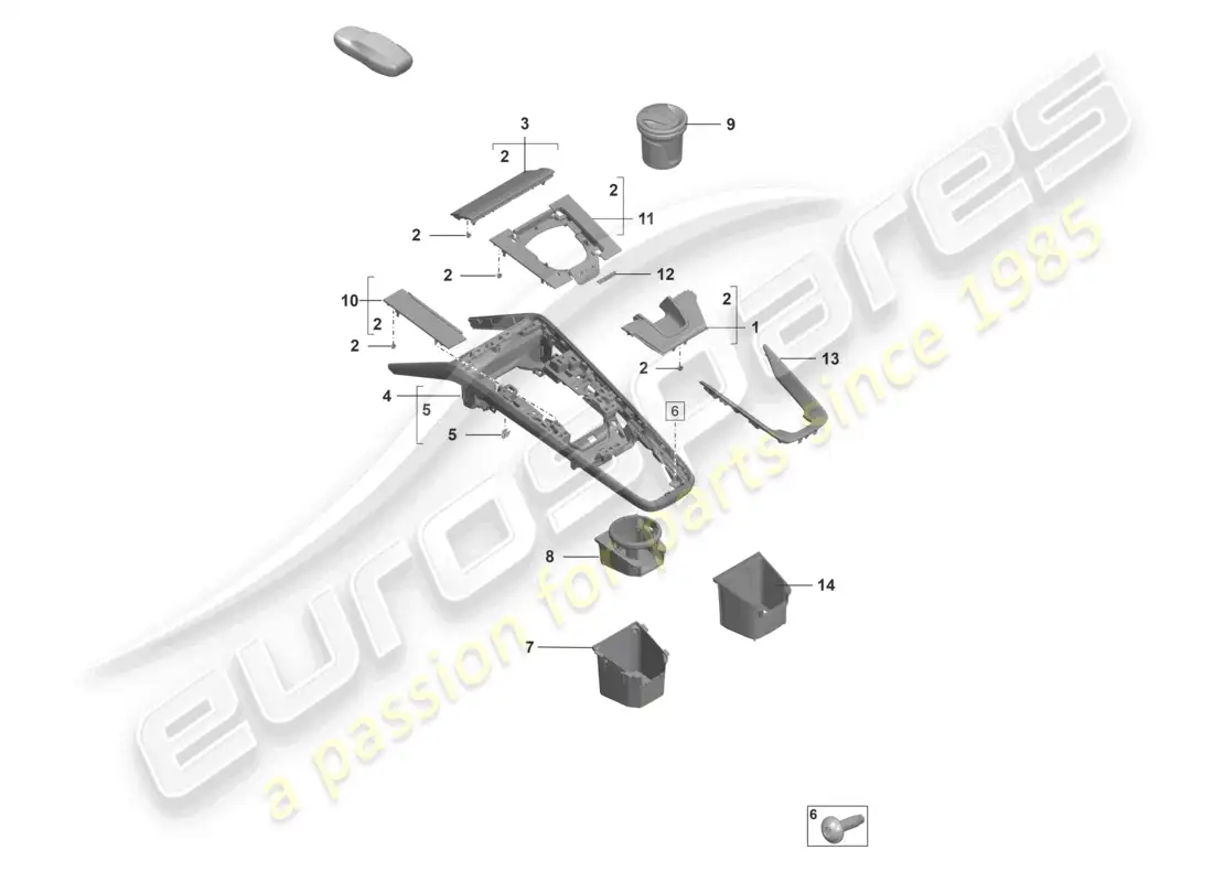porsche 2026 (992-2 gt3/rs/st) centre console accessories parts diagram