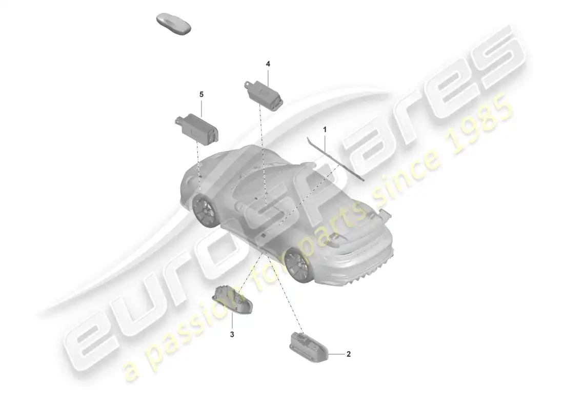 porsche 2023 (992-1 gt3/rs/st) interior light door warning light footwell light parts diagram