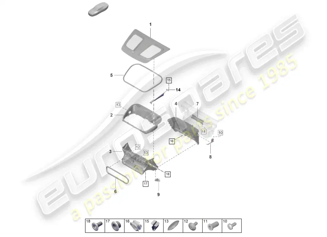 porsche 2023 (992-1 gt3/rs/st) luggage compartment trim air guide parts diagram