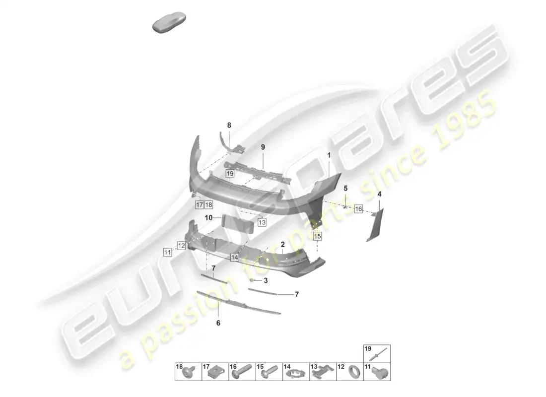 porsche 2021 (992-1 gt3/rs/st) bumper rear gt3 rs parts diagram