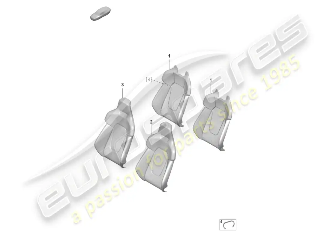 porsche 2021 (taycan 9j1-1) foam sect. for rest side supp. backrest cover sports seat parts diagram