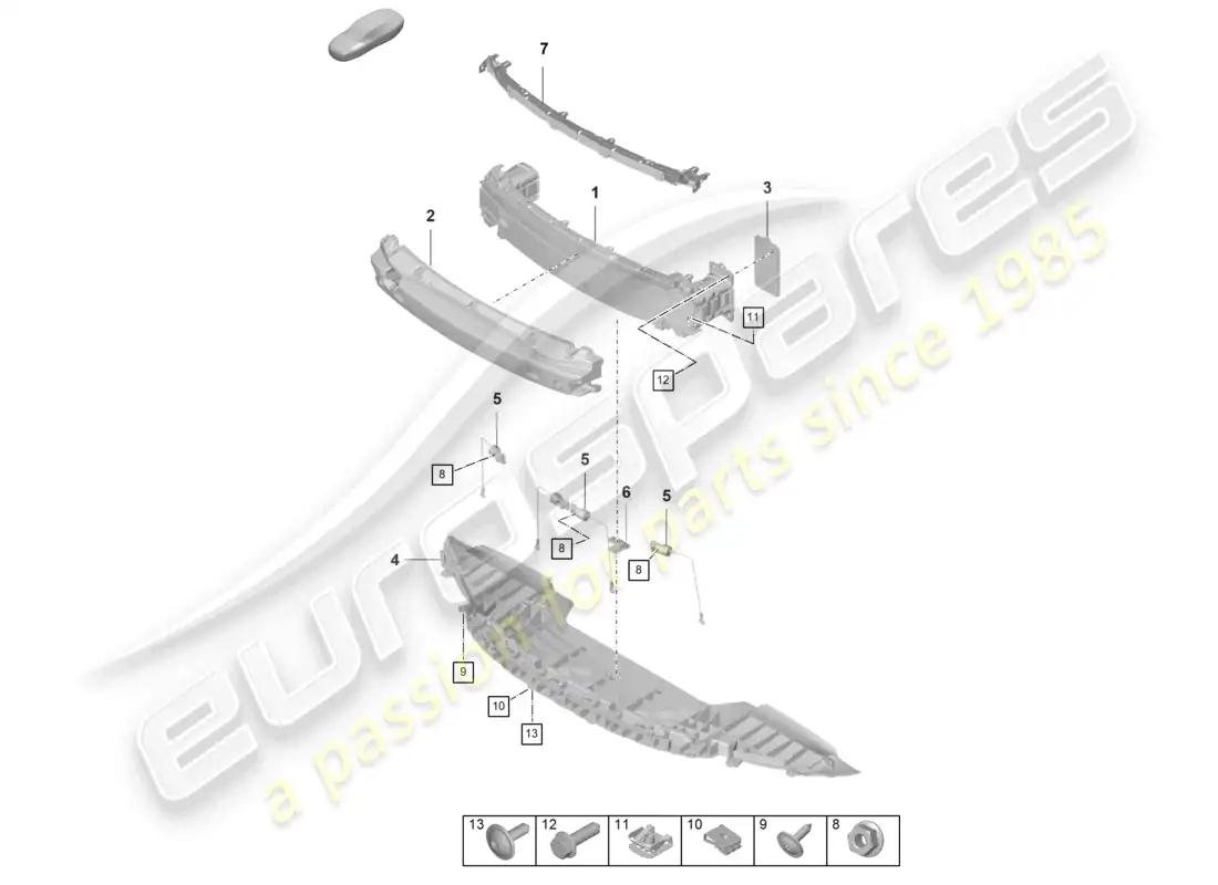 porsche 2021 (992-1 gt3/rs/st) bumper carrier front gt3 rs parts diagram