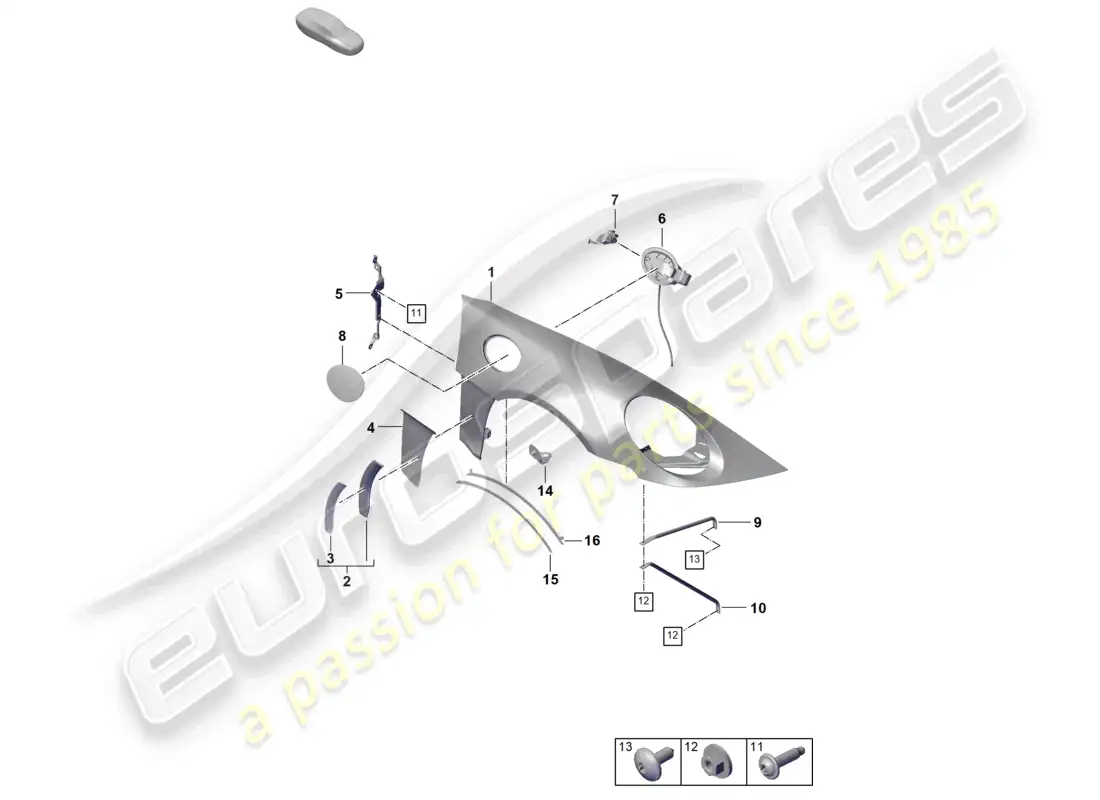 porsche 2022 (992-1 gt3/rs/st) wing parts diagram