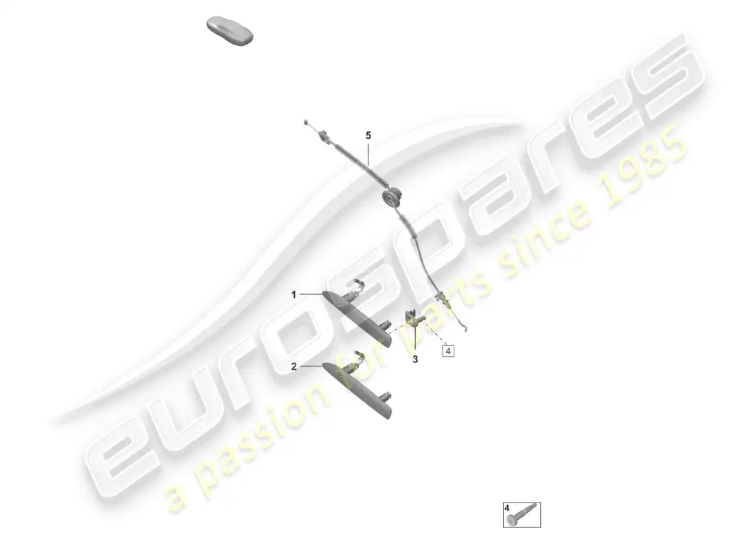 porsche 2022 (992-1 gt3/rs/st) door handles parts diagram