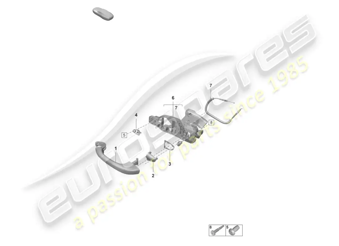 porsche 2022 (992-1 gt3/rs/st) door handles parts diagram