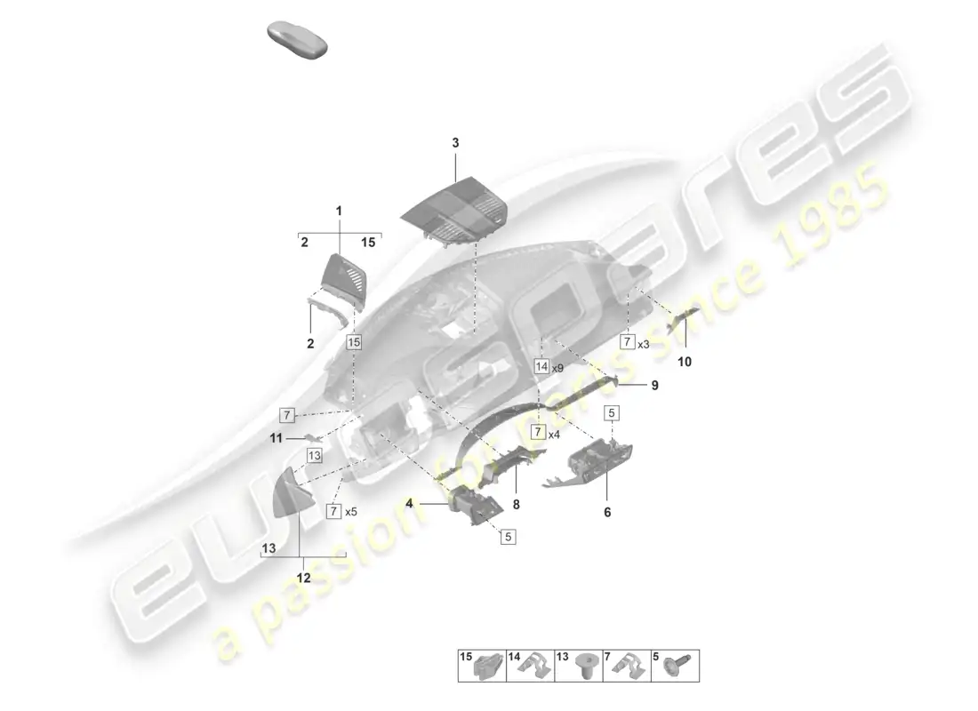 porsche 2026 (992-2 gt3/rs/st) accessories instrument panel trim parts diagram