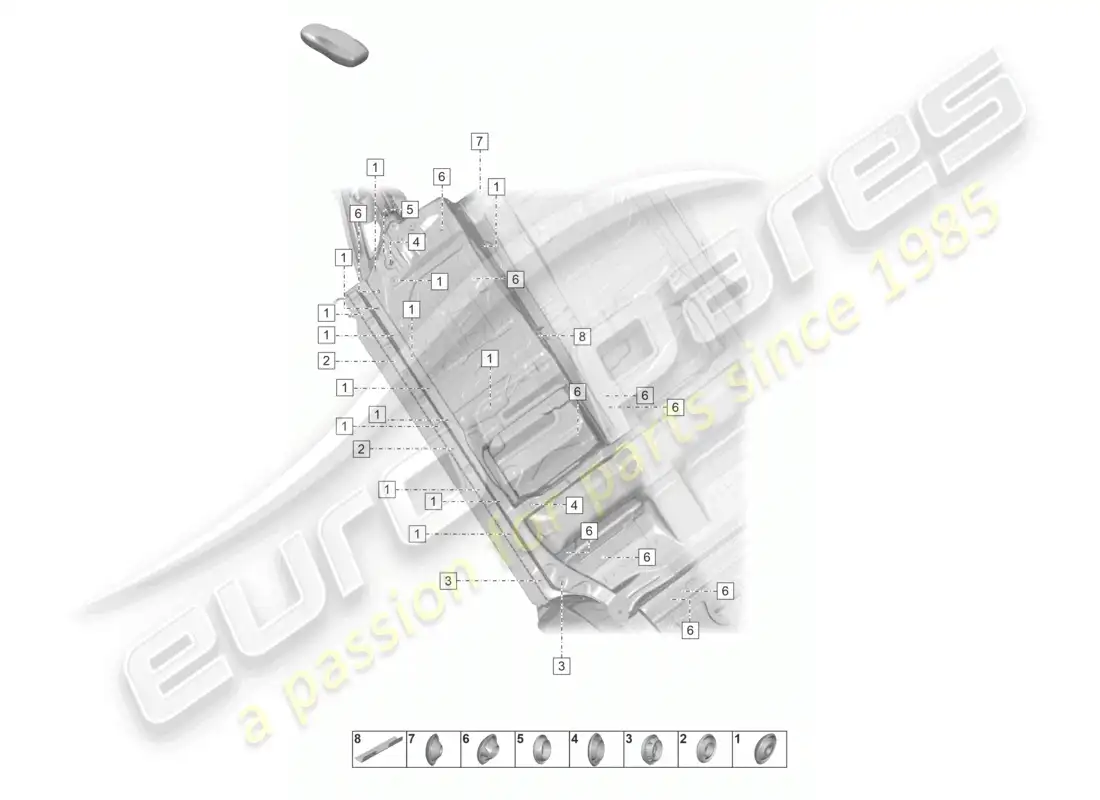 porsche 2022 (taycan 9j1-1) underbody right front parts diagram