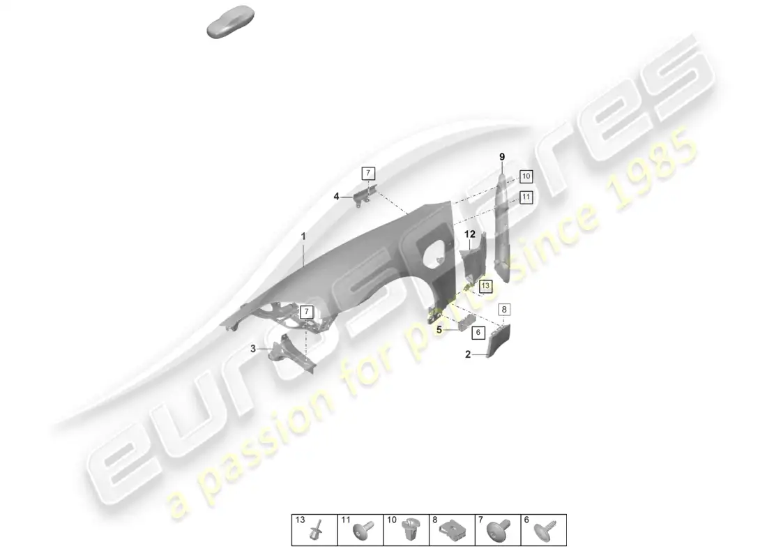 porsche 2022 (taycan 9j1-1) wing parts diagram
