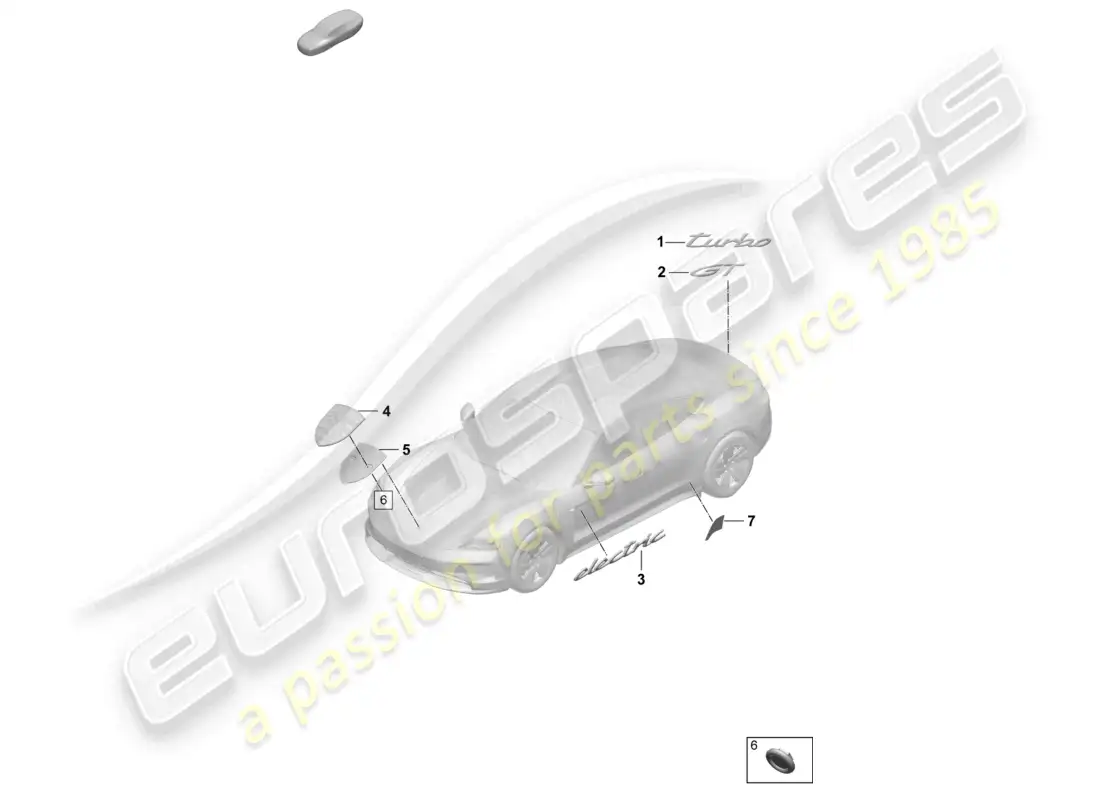 porsche 2026 (taycan 9j1-2) inscription porsche crest stone guard film parts diagram