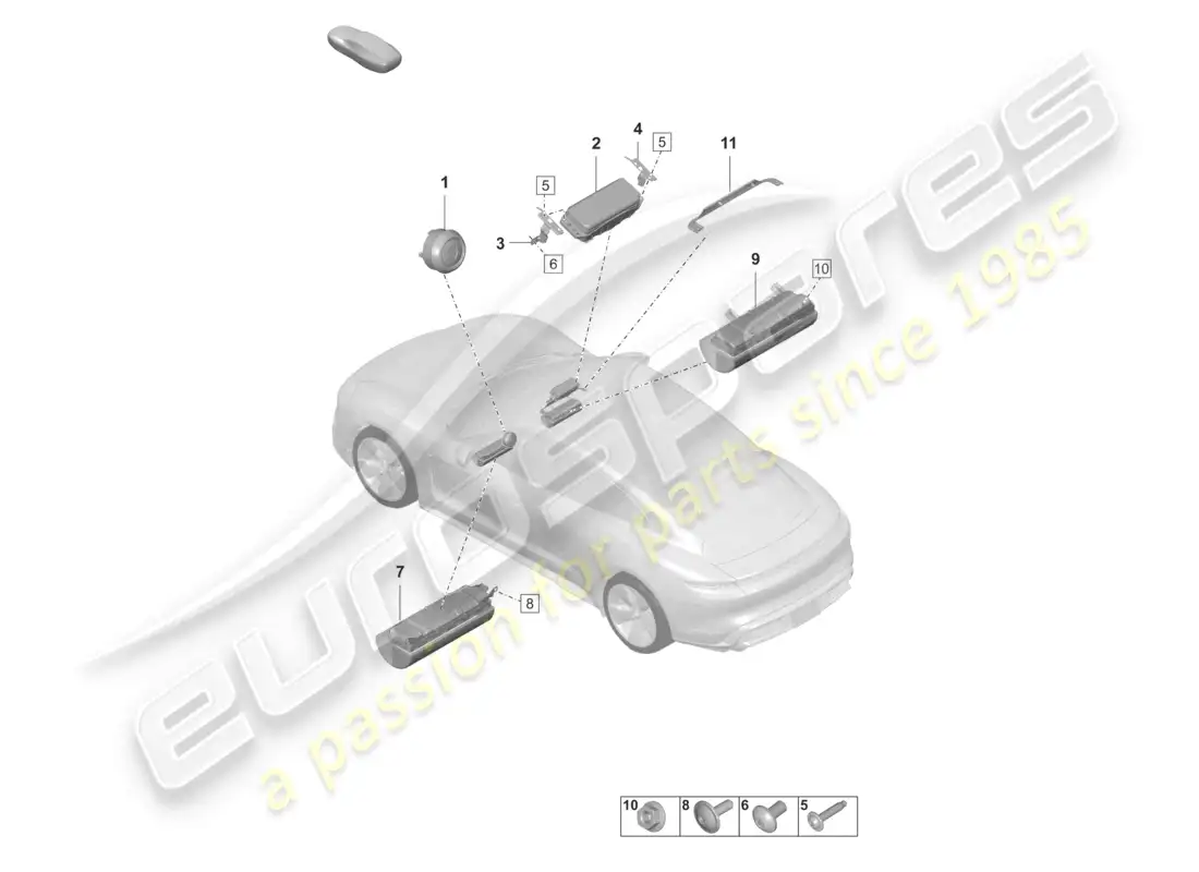 porsche 2023 (taycan 9j1-1) airbag parts diagram