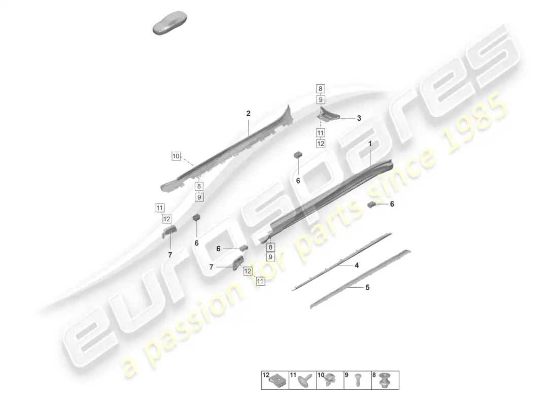 porsche 2023 (taycan 9j1-1) side member trim accessories parts diagram