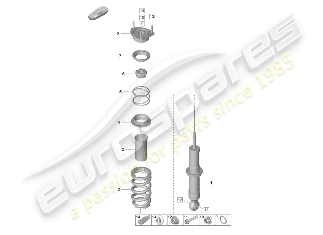 porsche 2023 (992-1 gt3/rs/st) shock absorber (spring cyl.) individual part parts diagram