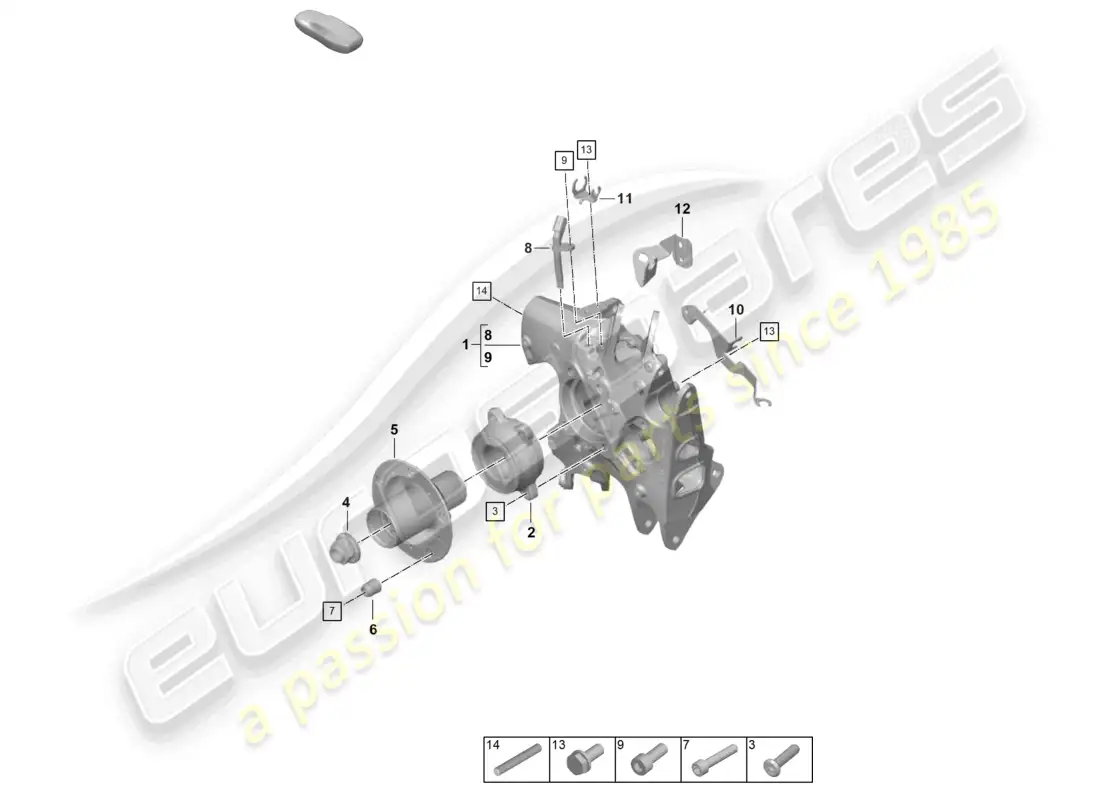 porsche 2023 (992-1 gt3/rs/st) rear axle wheel carrier wheel hub wheel bearing with assembly parts parts diagram