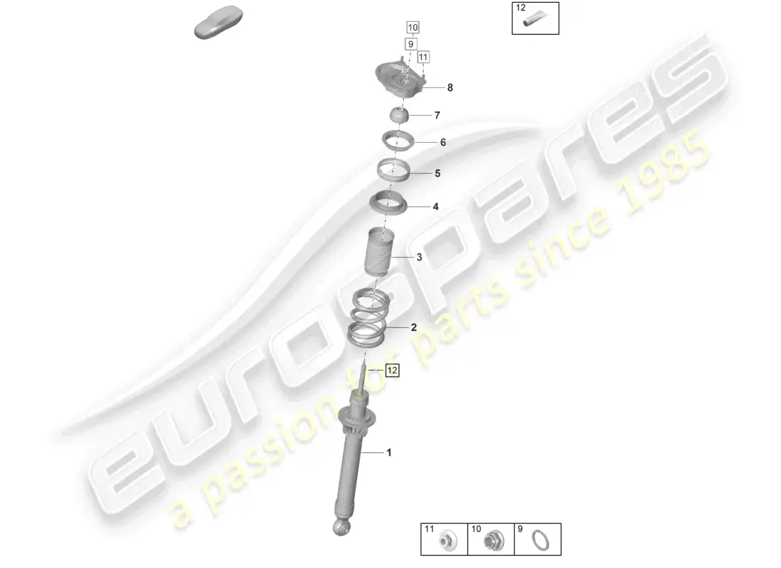 porsche 2023 (992-1 gt3/rs/st) suspension shock absorbers parts diagram