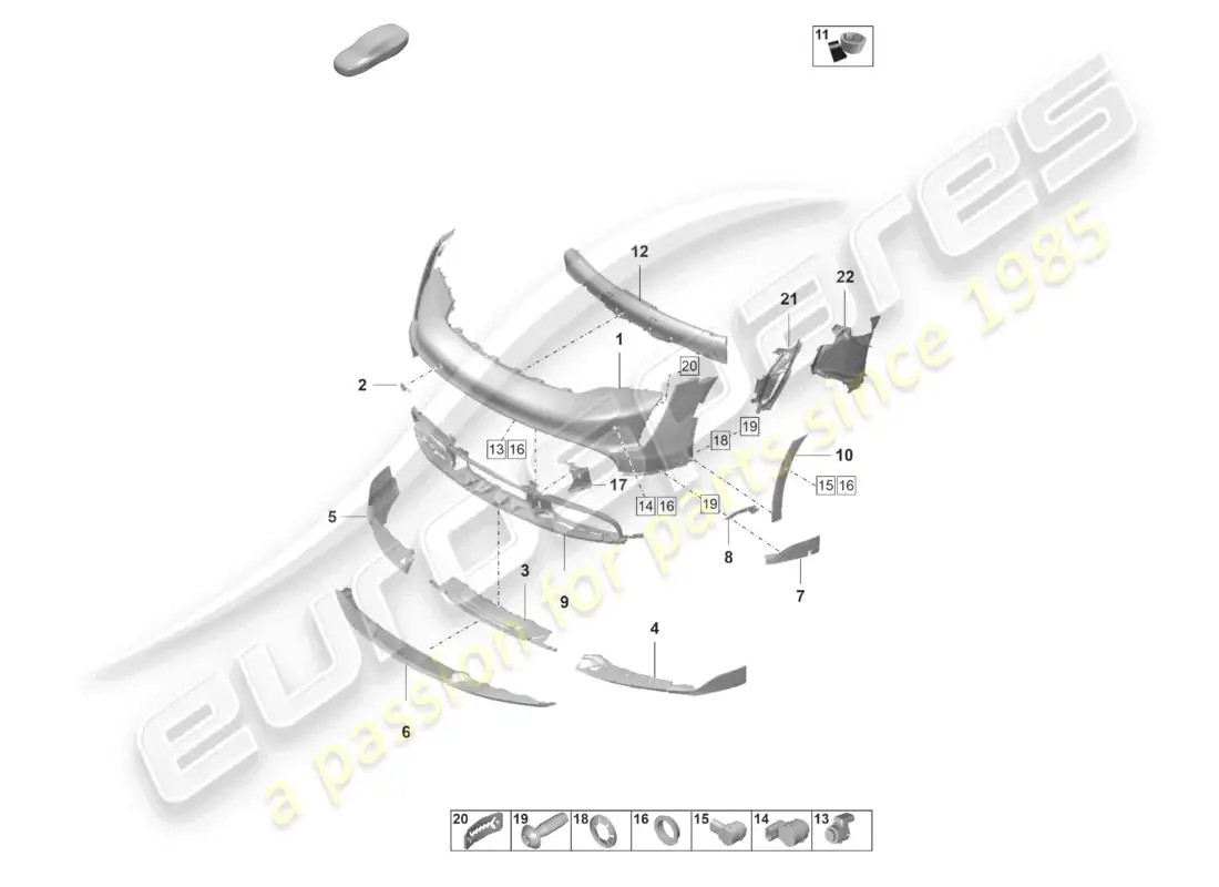 porsche 2023 (taycan 9j1-1) bumper front taycan cross turismo turbo parts diagram