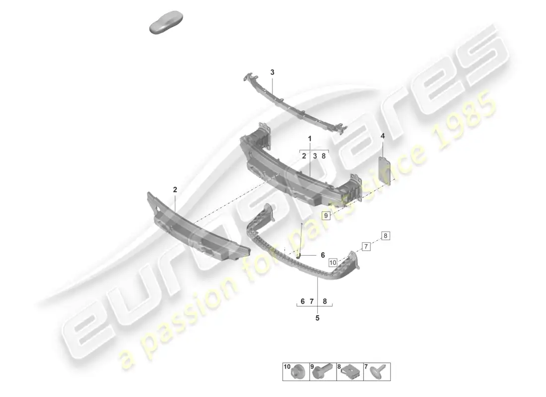 porsche 2023 (992-1 gt3/rs/st) bumper carrier front parts diagram
