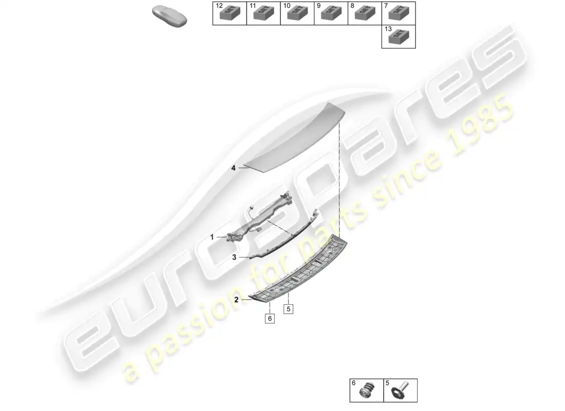 porsche 2025 (taycan 9j1-2) rear spoiler part diagram