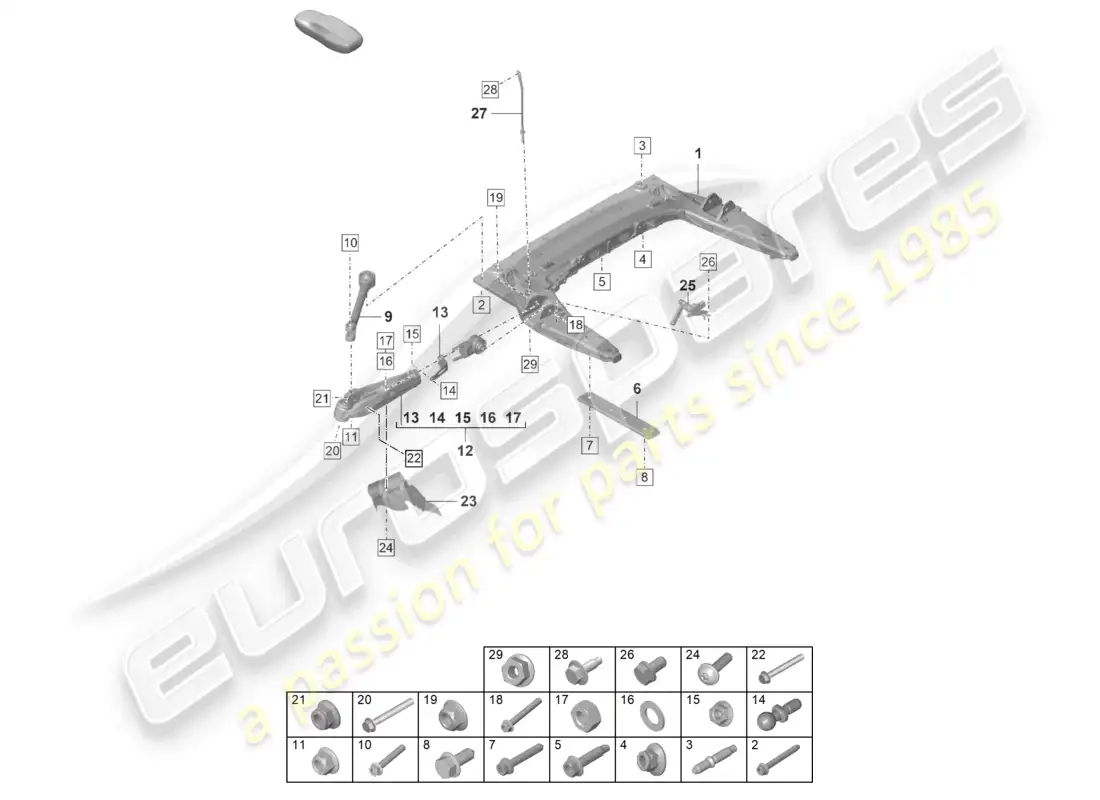 porsche 2025 (992-2 gt3/rs/st) cross member wishbone lower parts diagram