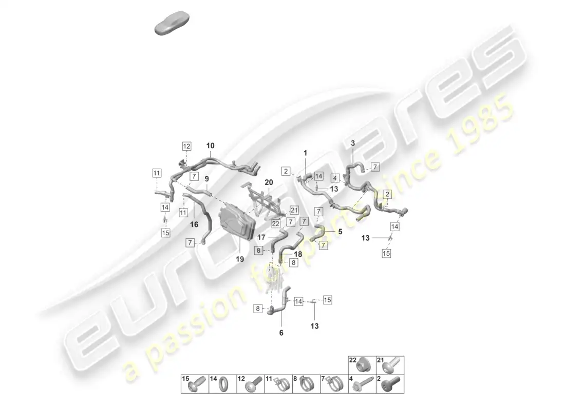 porsche 2020 (taycan 9j1-1) coolant pipe heating hose heater d - mj 2021>> parts diagram