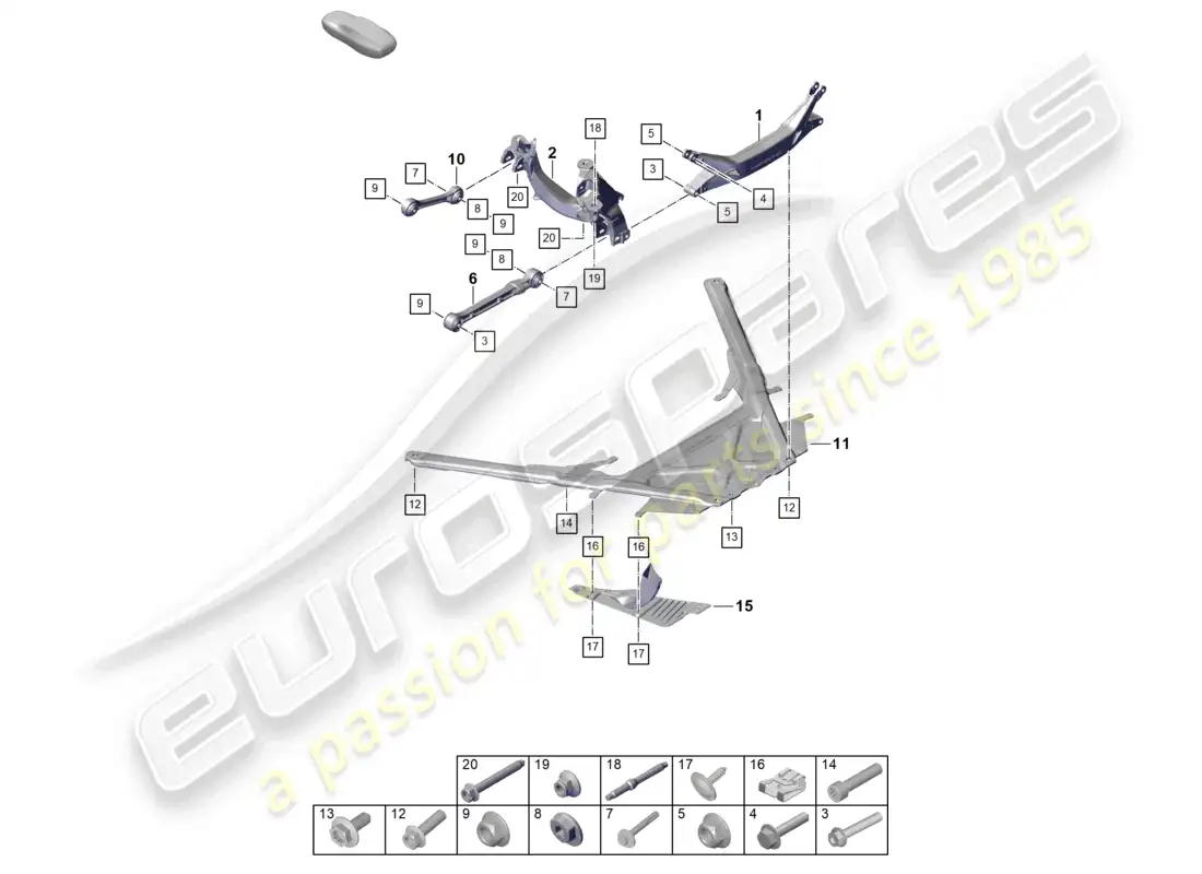 porsche 2025 (992-2 gt3/rs/st) rear axle cross member parts diagram