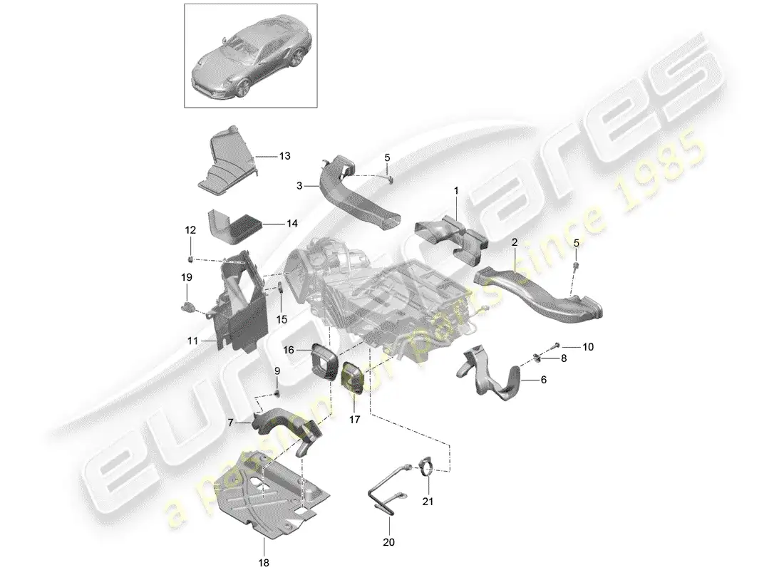 porsche 2018 (991-2 turbo) air duct parts diagram