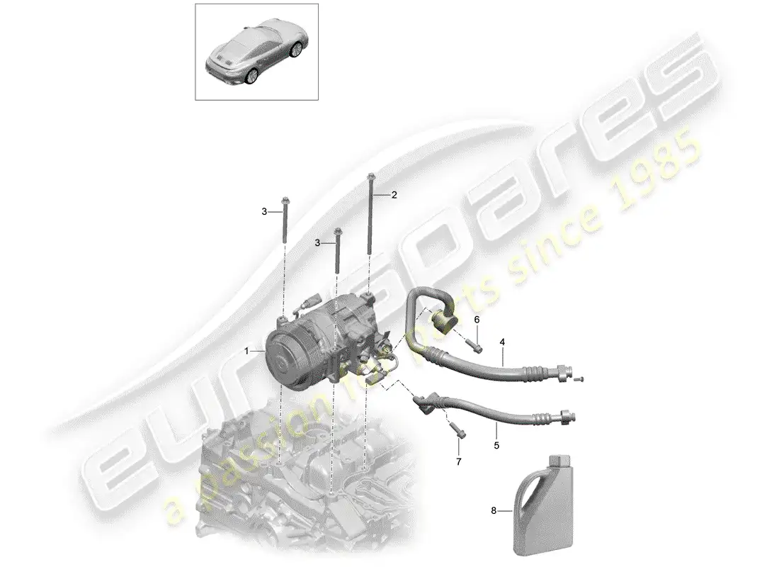 porsche 2018 (991-2 turbo) compressor parts diagram