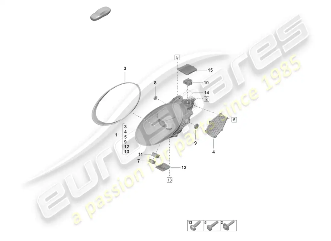 porsche 2022 (992-1 gt3/rs/st) led headlight with matrix beam black parts diagram