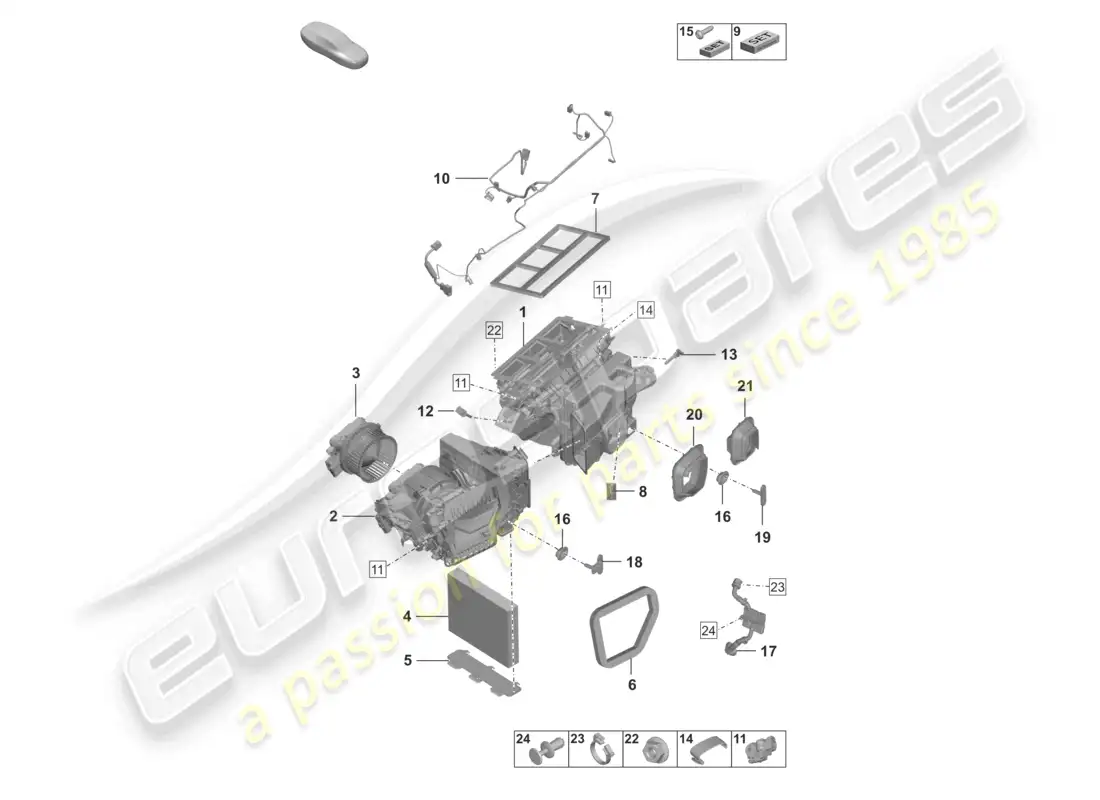 porsche 2024 (992-2 gt3/rs/st) air conditioning part diagram