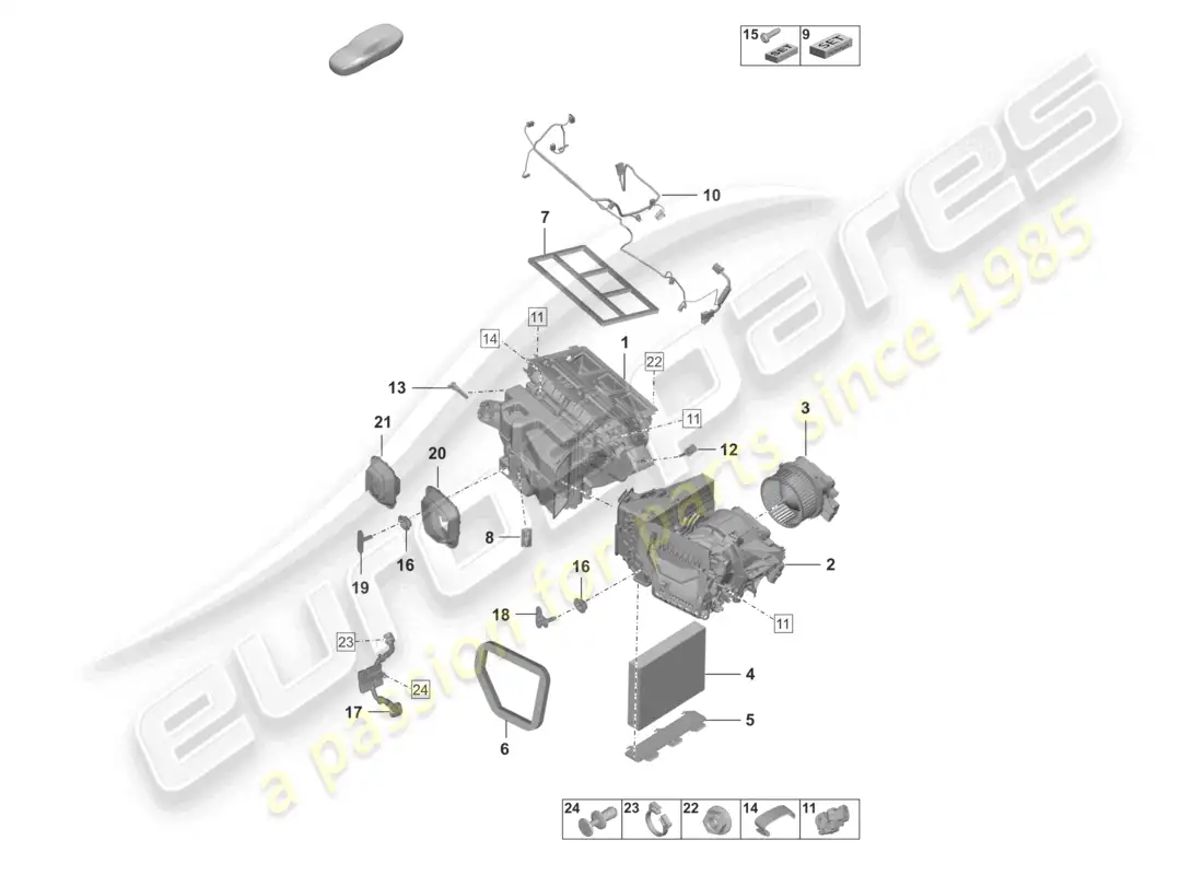 porsche 2024 (992-2 gt3/rs/st) air conditioning part diagram