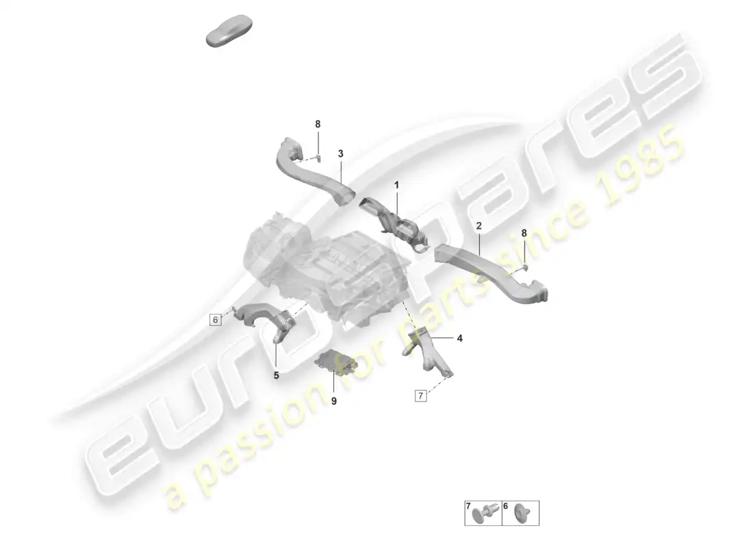 porsche 2024 (992-2 gt3/rs/st) air conditioning interior air guide part diagram