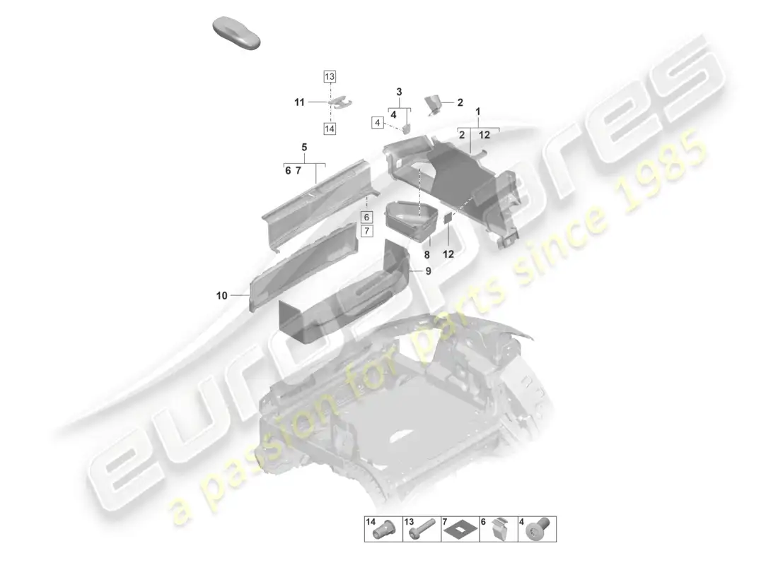 porsche 2025 (taycan 9j1-2) luggage compartment trim side parts diagram