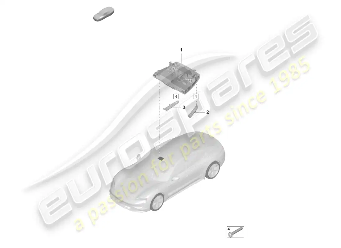porsche 2025 (taycan 9j1-2) roof console part diagram