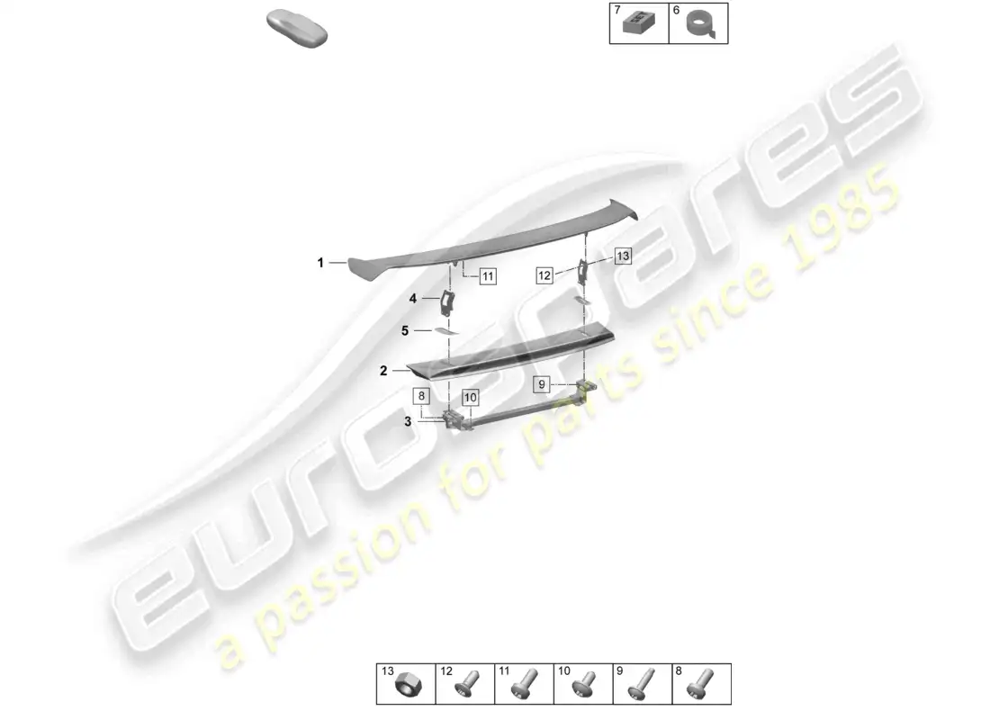 porsche 2025 (taycan 9j1-2) rear spoiler part diagram
