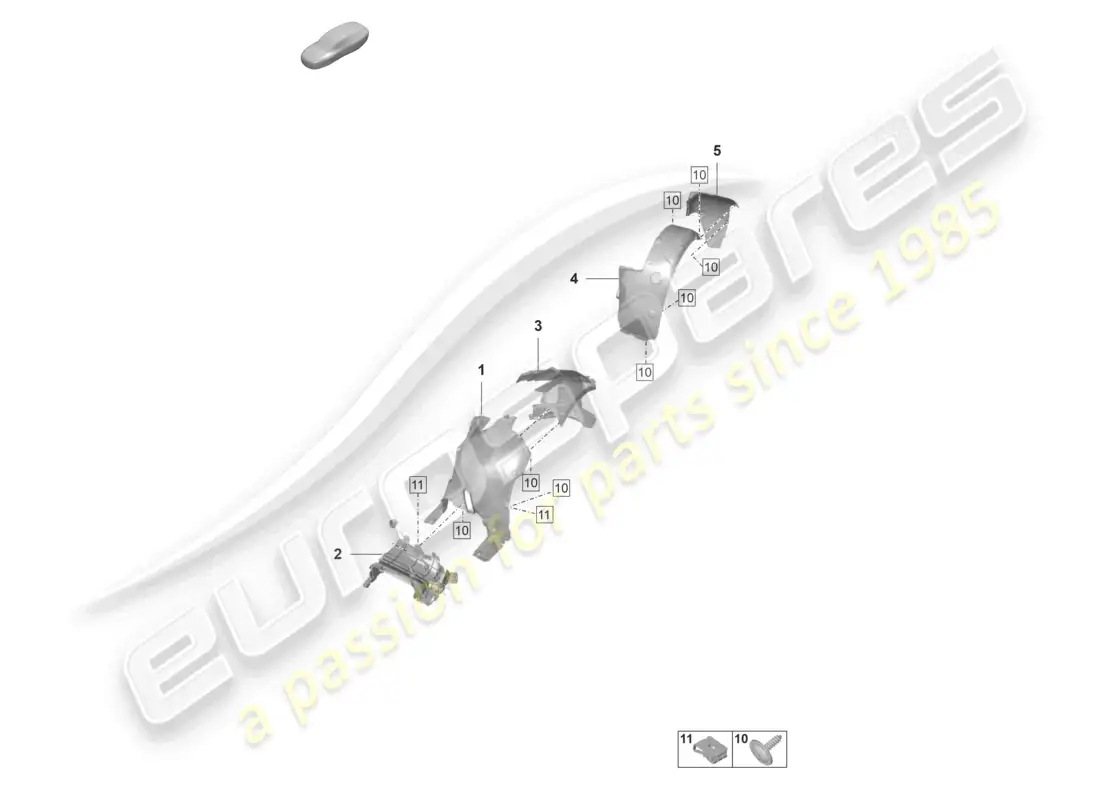 porsche 2021 (992-1 gt3/rs/st) wheel housing liner parts diagram