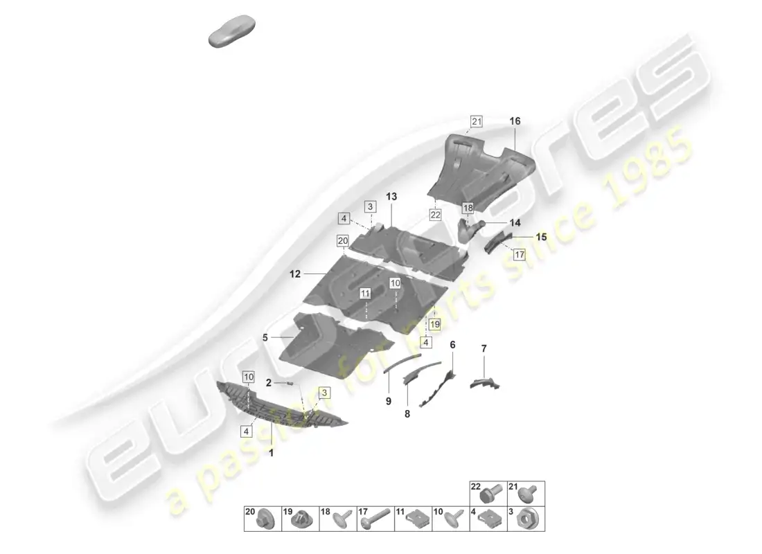 porsche 2022 (992-1 gt3/rs/st) underbody trim parts diagram