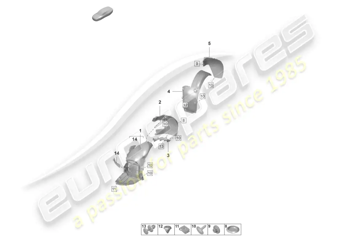 porsche 2022 (992-1 gt3/rs/st) wheel housing liner parts diagram