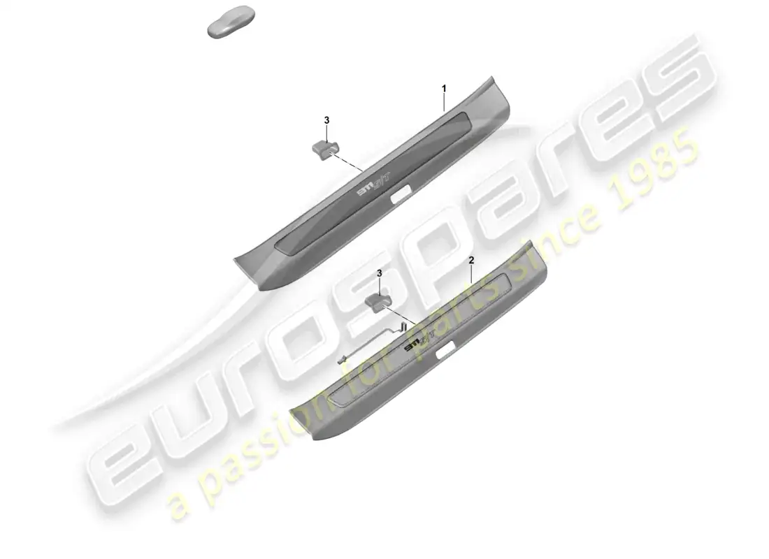 porsche 2022 (992-1 gt3/rs/st) entry strip with lettering parts diagram