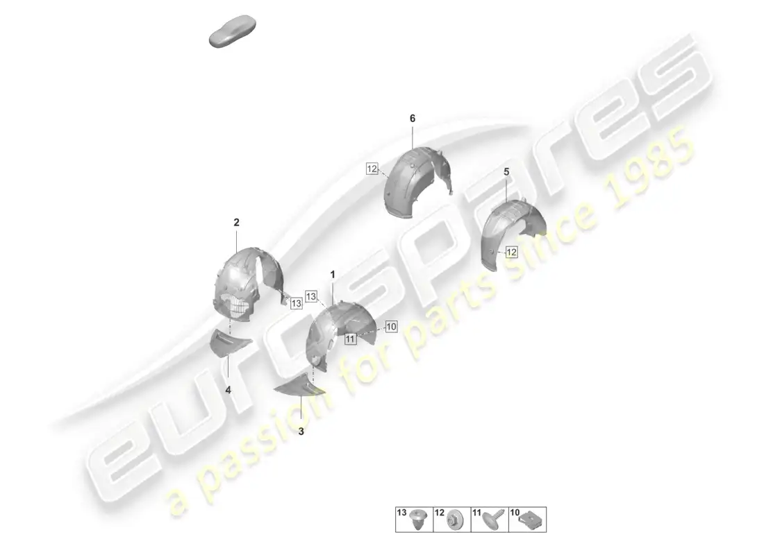 porsche 2021 (taycan 9j1-1) wheel housing liner parts diagram