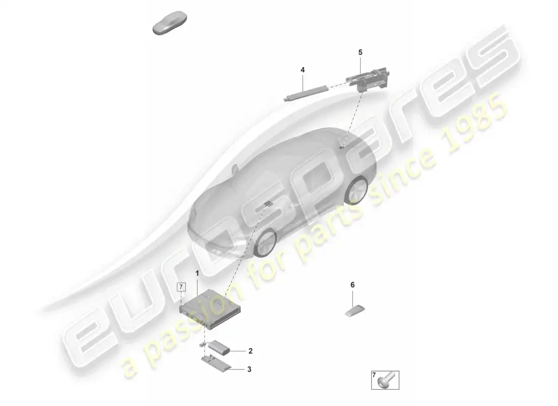 porsche 2021 (taycan 9j1-1) control unit for emerg. call module and communications unit parts diagram