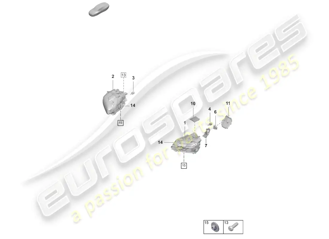 porsche 2021 (taycan 9j1-1) led headlight parts diagram