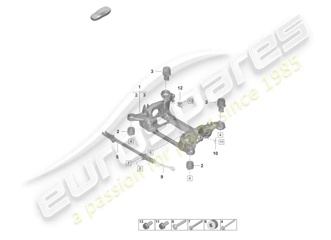 porsche 2020 (taycan 9j1-1) suspension sub-frame parts diagram