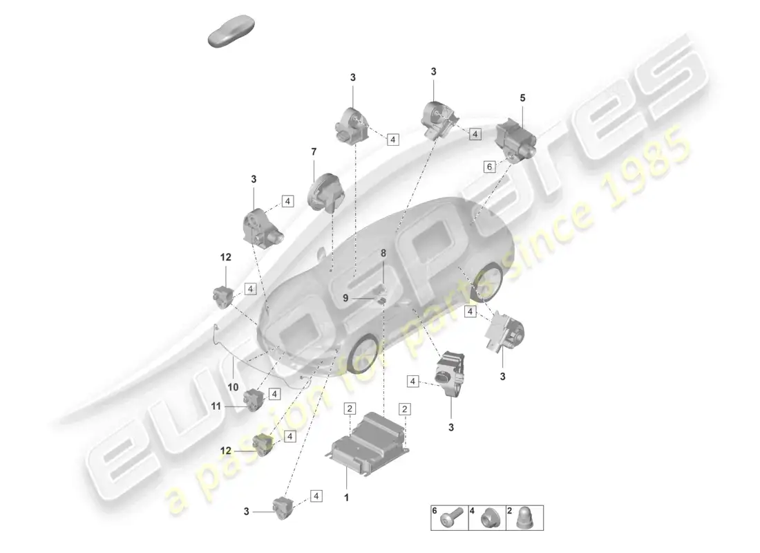porsche 2021 (taycan 9j1-1) control unit for airbag crash sensor for airbag pedestrian protection parts diagram