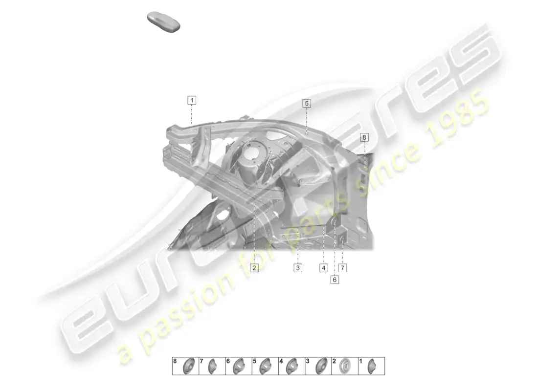 porsche 2022 (taycan 9j1-1) front end outer side member wheel housing parts diagram