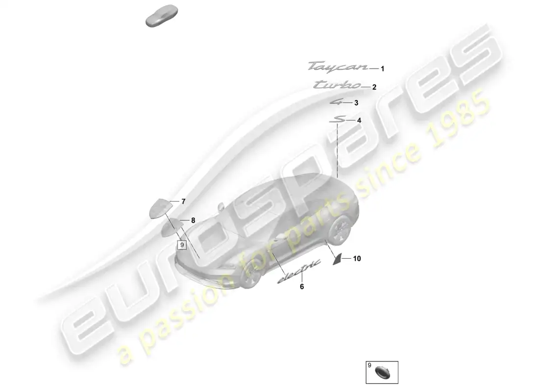 porsche 2026 (taycan 9j1-2) inscription porsche crest stone guard film parts diagram